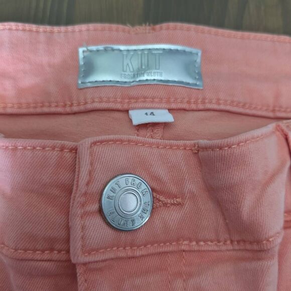 Kut From The Kloth Women’s Size 14 Orange Cantaloupe Amy Crop Straight Leg Jeans - Picture 5 of 8